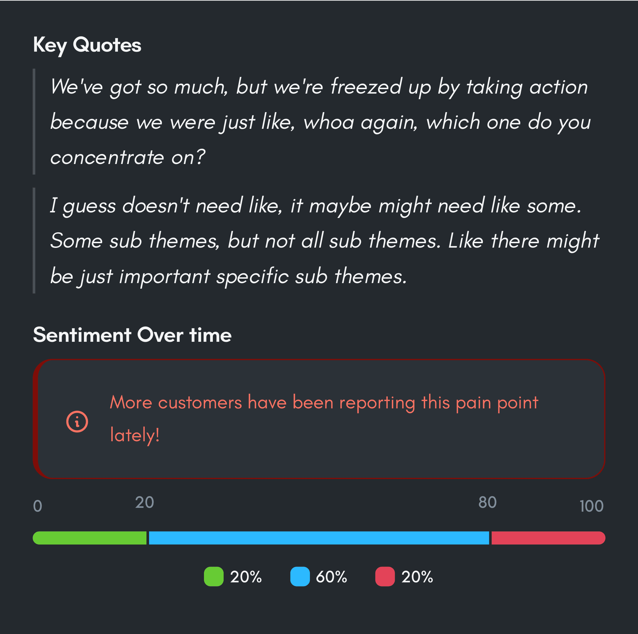 Initiative detail page showing connected evidence and customer context.